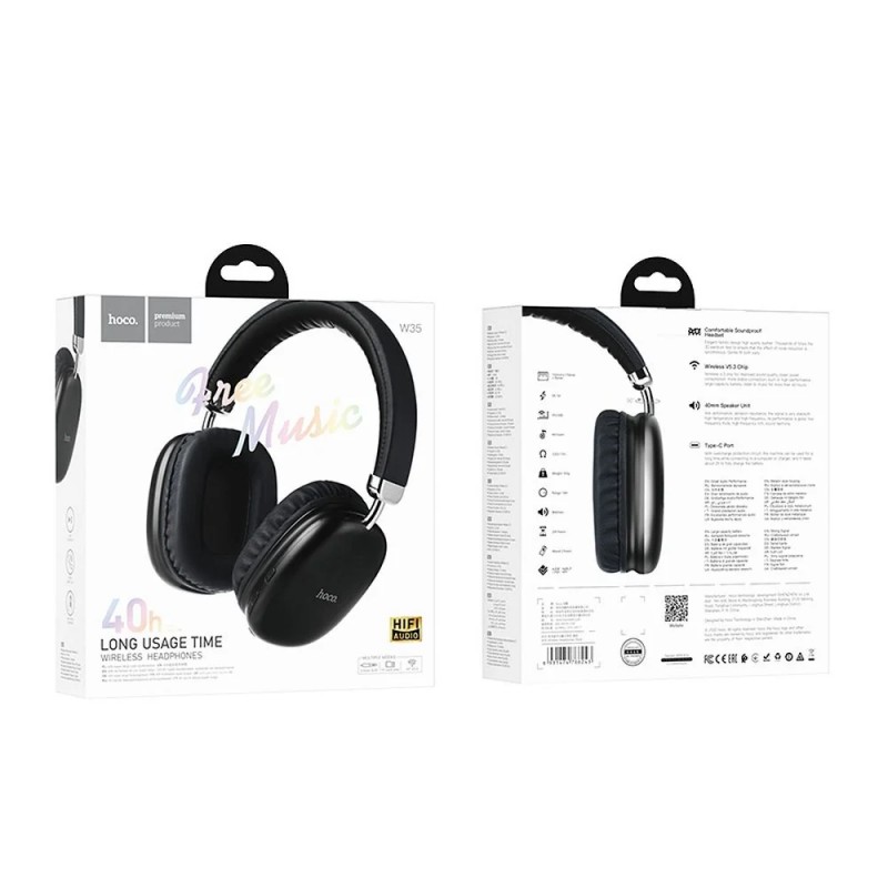 Слушалки Hoco W35 Air 40h Bluetooth, Черни