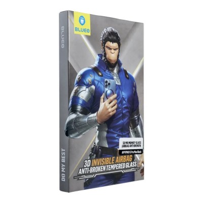 Стъклен протектор Blueo 5D Full Airbag Anti-broken с цяло лепило, За iPhone 15 Pro Max (6.7), Черен