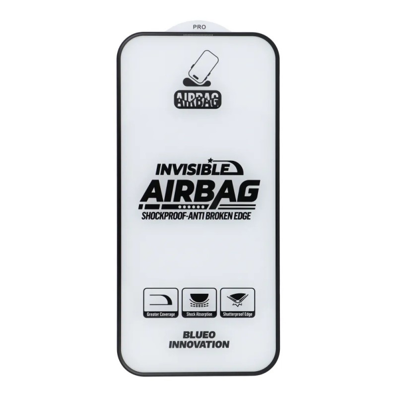 Стъклен протектор за дисплей Blueo 5D Full Airbag Anti-broken с цяло лепило, За iPhone 15 Pro Max (6.7), Черен