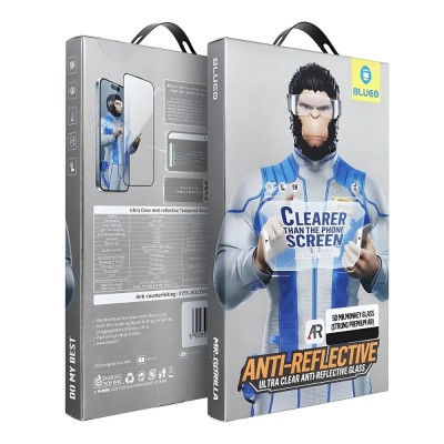 Стъклен протектор Blueo 5D Full Premium Anti-Reflex с цяло лепило, За iPhone 16 Pro Max (6.9), Черен
