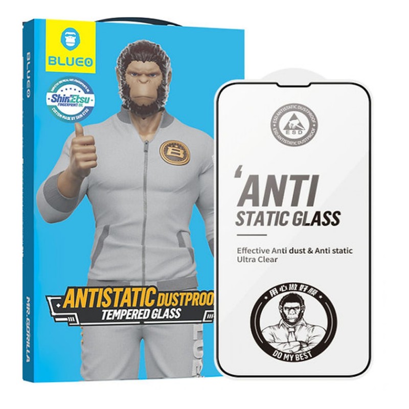 Стъклен протектор за дисплей Blueo 5D Full Strong HD с цяло лепило, За iPhone 14 Plus (6.7), Черен