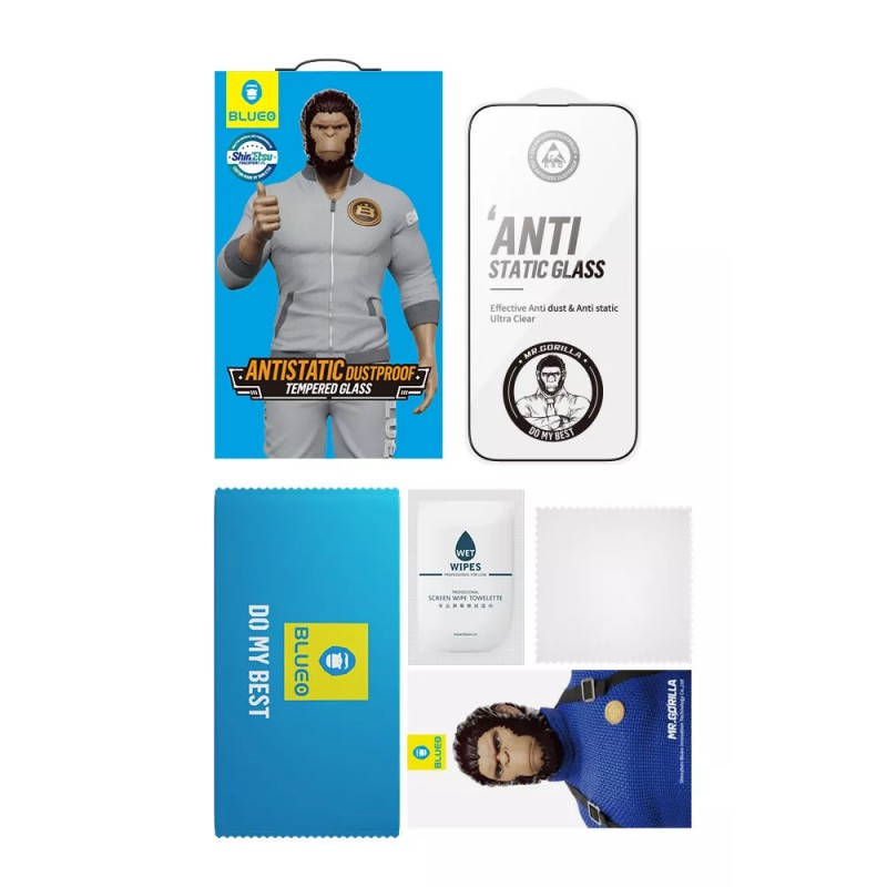 Стъклен протектор за дисплей Blueo 5D Full Strong HD с цяло лепило, За iPhone 14 Plus (6.7), Черен