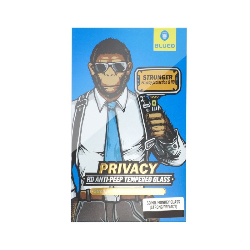 Стъклен протектор за дисплей Blueo 5D Full Strong Privacy с цяло лепило, За iPhone 12/12 Pro (6.1), Черен