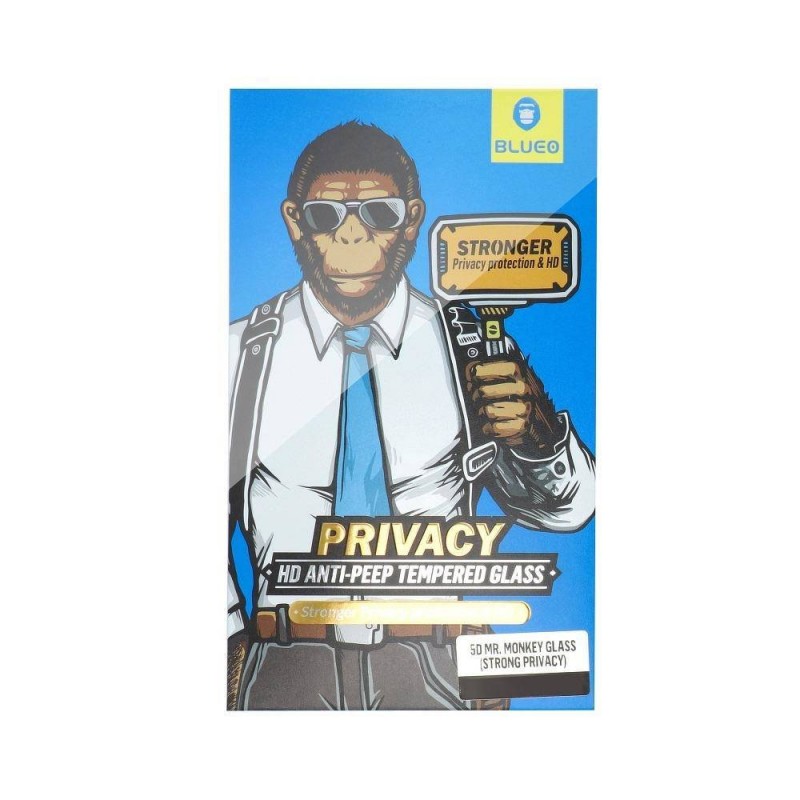 Стъклен протектор за дисплей Blueo 5D Full Strong Privacy с цяло лепило, За iPhone 14 Plus (6.7), Черен