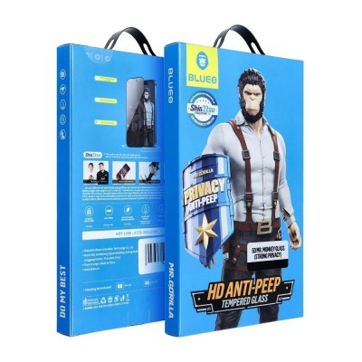 Стъклен протектор Blueo 5D Full Strong Privacy с цяло лепило, За iPhone 16 Pro Max (6.9), Черен