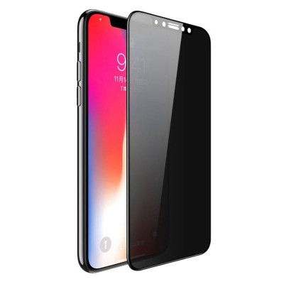 Стъклен протектор MBX 5D Full Privacy с цяло лепило, За iPhone 12/12 Pro (6.1), Черен