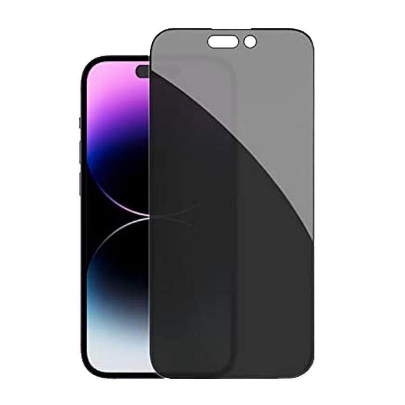 Стъклен протектор за дисплей MBX 5D Full Privacy с цяло лепило, За iPhone 14 Pro (6.1), Черен