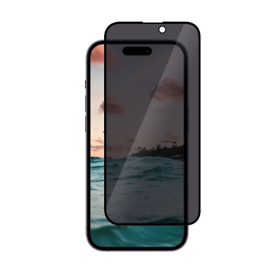 Стъклен протектор MBX 5D Full Privacy с цяло лепило, За iPhone 15 (6.1), Черен