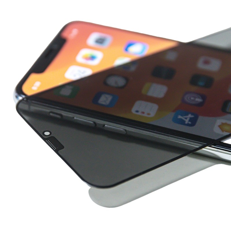 Стъклен протектор за дисплей MBX 5D Full Privacy с цяло лепило, За iPhone 16 Pro Max (6.9), Черен