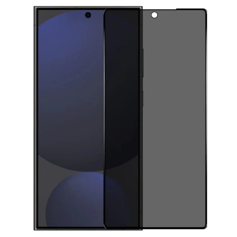 Стъклен протектор за дисплей MBX 5D Full Privacy с цяло лепило, За Samsung Galaxy S25 Plus, Черен