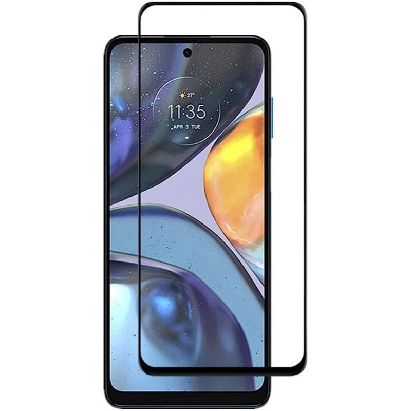 Стъклен протектор за дисплей OG paper box 5D Slim с цяло лепило, За Motorola Moto G22, Черен