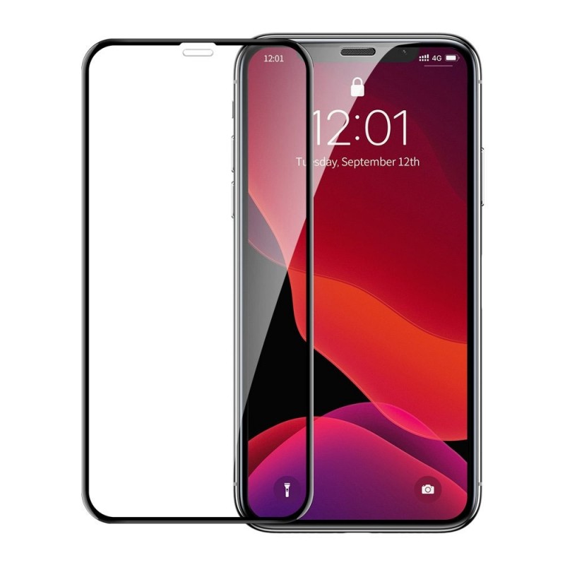 Стъклен протектор за дисплей OG 5D Slim с цяло лепило, За iPhone 11 (6.1), Черен