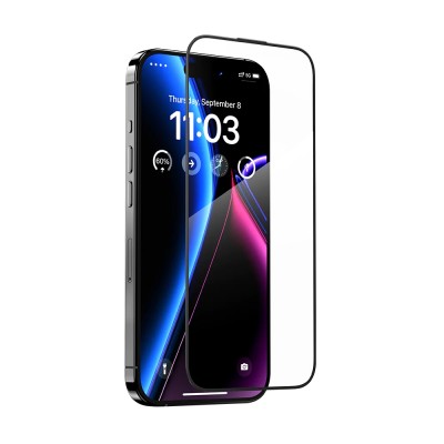 Стъклен протектор OG Premium с цяло лепило, За iPhone 15 Plus (6.7), Черен