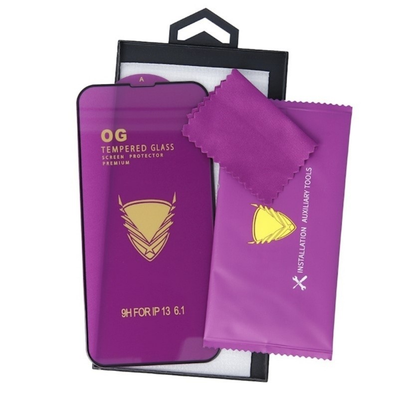 Стъклен протектор OG Premium с цяло лепило, За iPhone 17 Pro Max (6.9), Черен