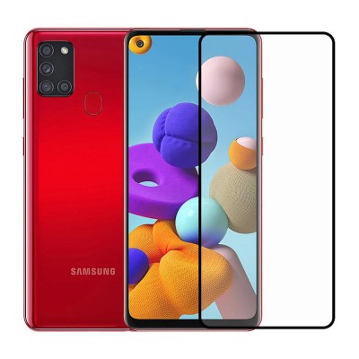 Стъклен протектор OG Premium с цяло лепило, За Samsung Galaxy A21s (A217F), Черен