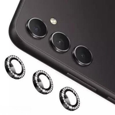 Стъклен протектор с метални рингове и камъни за задна камера MBX за Samsung Galaxy A54 5G (A546B), Черен