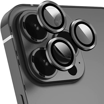 Стъклен протектор с метални рингове за задна камера MBX за Apple iPhone 13 Pro, 13 Pro Max, Черен