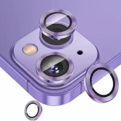 Стъклен протектор с метални рингове за задна камера MBX за Apple iPhone 14, 14 Plus, Лилав