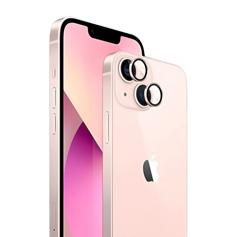 Стъклен протектор с метални рингове за задна камера MBX за Apple iPhone 15, 15 Plus, Розов