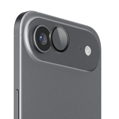 Стъклен протектор с метални рингове за задна камера MBX за Apple iPhone 17 Air, Черен