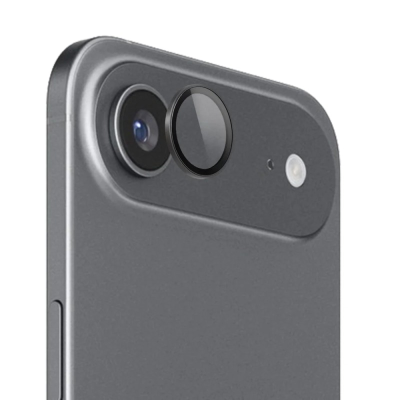 Стъклен протектор с метални рингове за задна камера MBX за Apple iPhone 17 Air, Черен