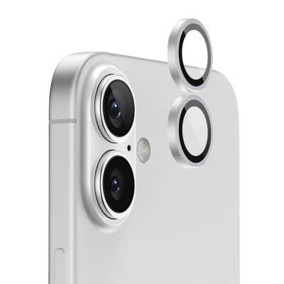 Стъклен протектор с метални рингове за задна камера MBX за Apple iPhone 17, Сребрист