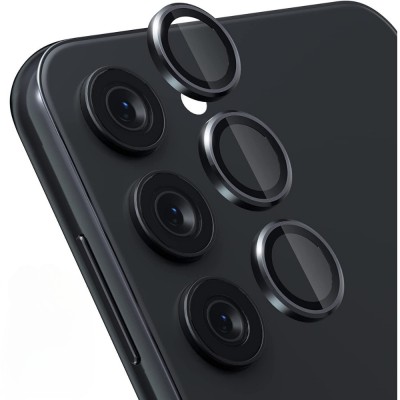 Стъклен протектор с метални рингове за задна камера MBX за Samsung Galaxy S23 Plus (S916B), Черен