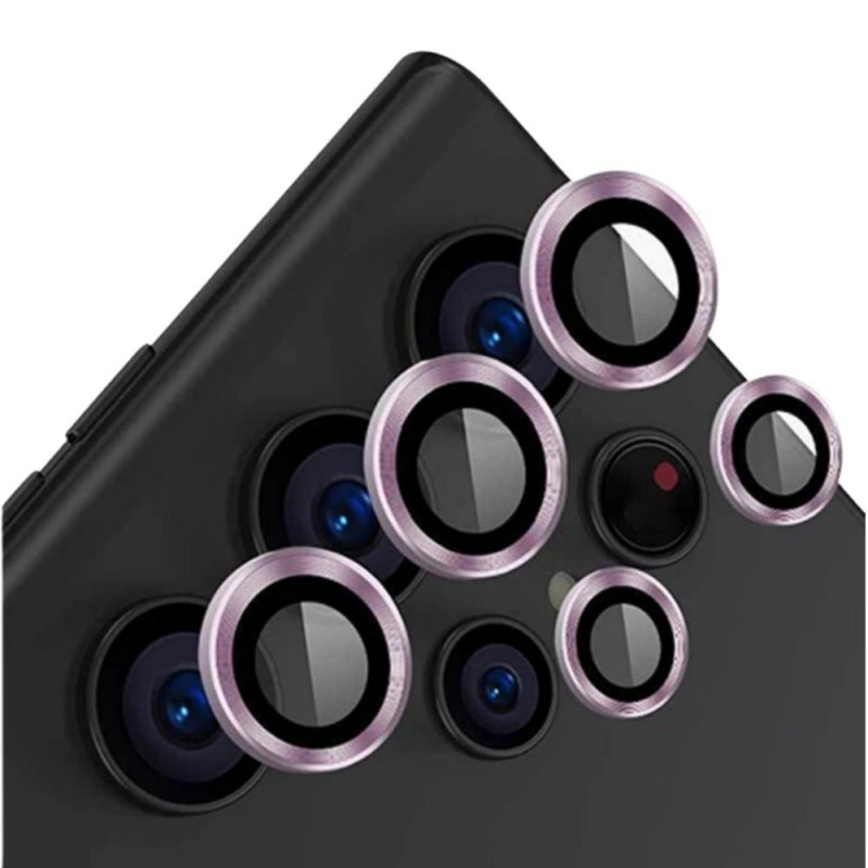 Стъклен протектор с метални рингове за задна камера MBX за Samsung Galaxy S23 Ultra (S918B), Лилав