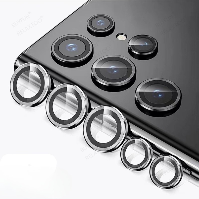 Стъклен протектор с метални рингове за задна камера MBX за Samsung Galaxy S25 Ultra (S938B), Сребрист