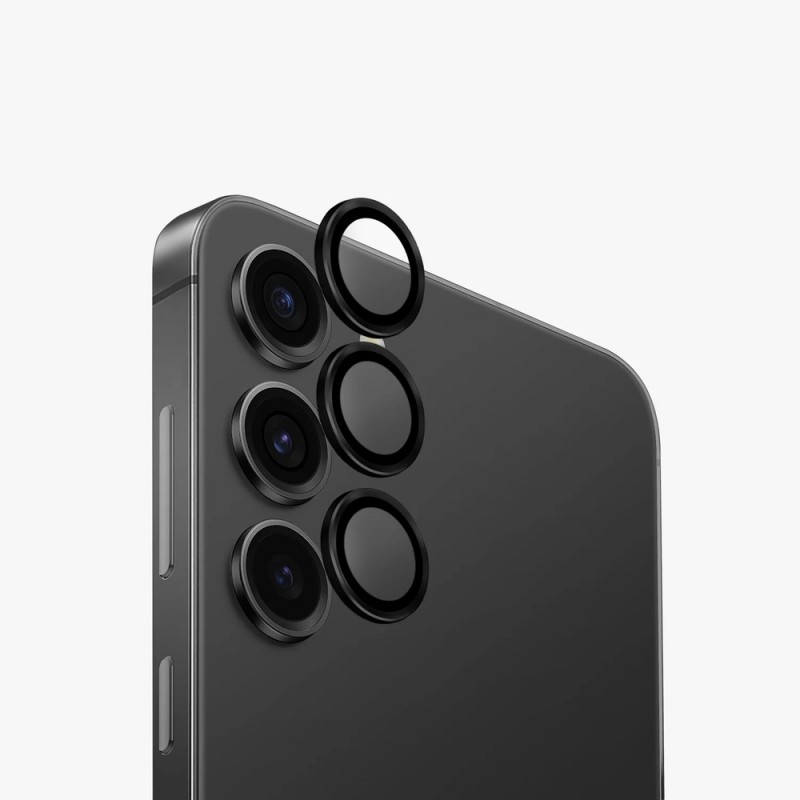 Стъклен протектор с метални рингове за задна камера MBX за Samsung Galaxy S26 Plus, Черен