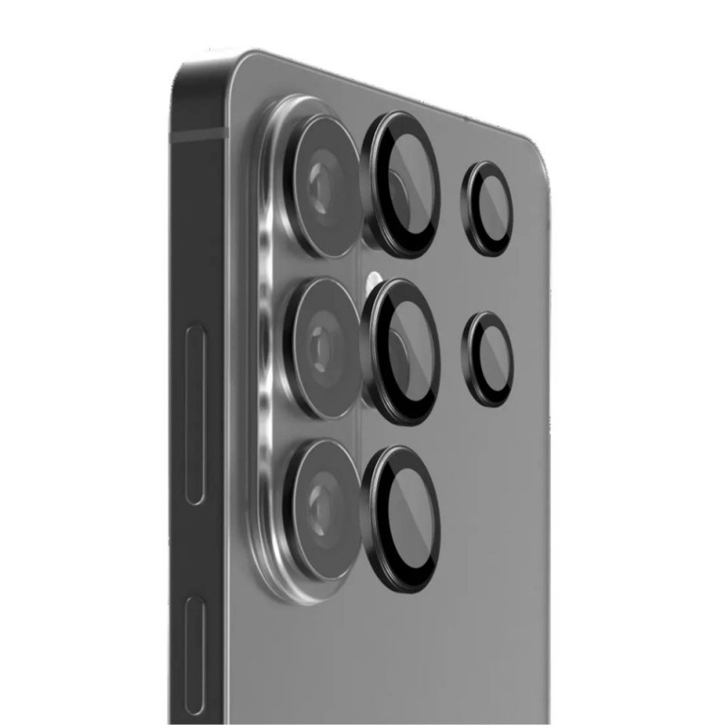 Стъклен протектор с метални рингове за задна камера MBX за Samsung Galaxy S26 Ultra, Черен