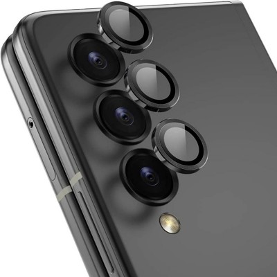 Стъклен протектор с метални рингове за задна камера MBX за Samsung Galaxy Z Fold4 5G, Черен