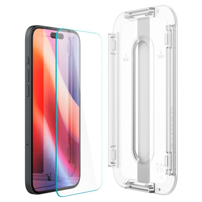Стъклен протектор Spigen GLAS.tR EZ Fit  с цяло лепило, За iPhone 16 Pro Max (6.9), Прозрачен