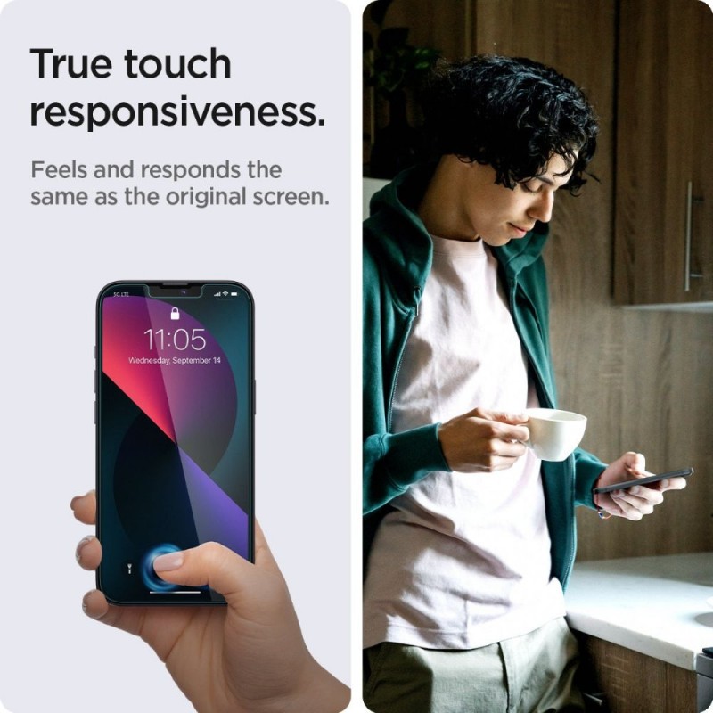 Стъклен протектор Spigen GLAS.tR EZ Fit  с цяло лепило, За iPhone 16e, Прозрачен