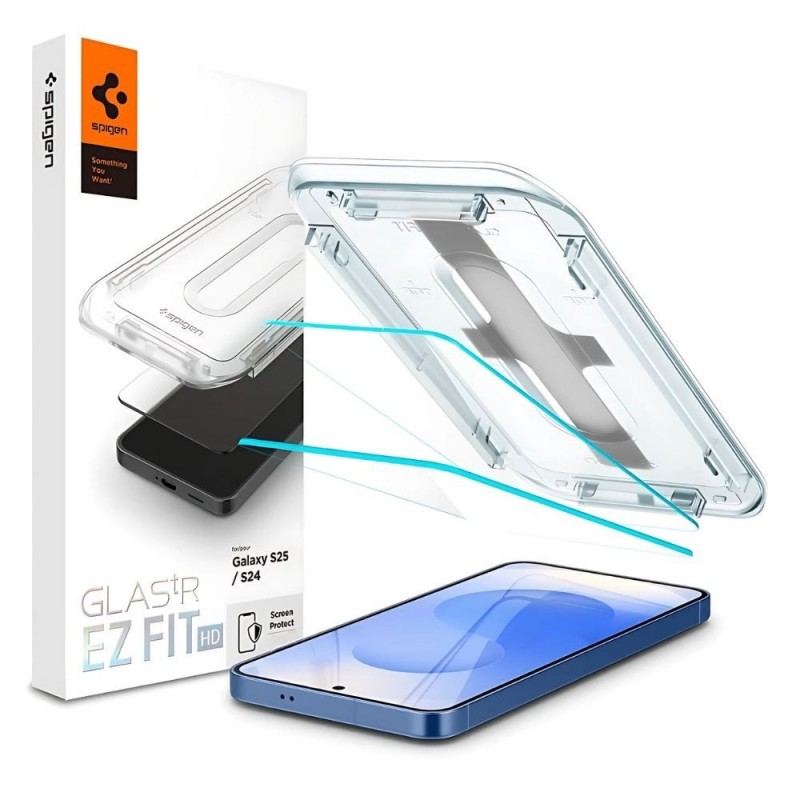 Стъклен протектор Spigen GLAS.tR EZ Fit  с цяло лепило, За Samsung Galaxy S25, Прозрачен