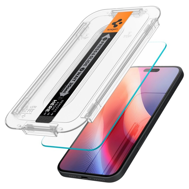 Стъклен протектор Spigen GLAS.tR EZ Fit, За iPhone 16 / 15, Прозрачен