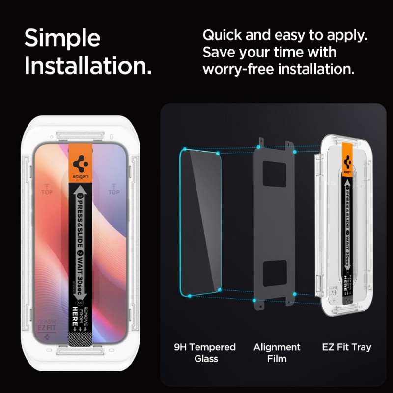 Стъклен протектор Spigen GLAS.tR EZ Fit, За iPhone 16 / 15, Прозрачен