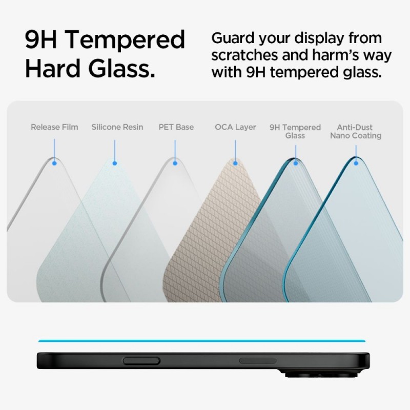 Стъклен протектор Spigen GLAS.tR EZ Fit, За iPhone 16 / 15, Прозрачен