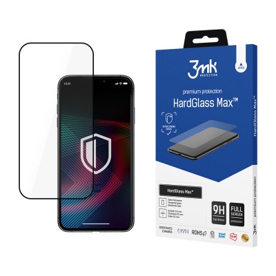 Стъклен протектор 3mk HardGlass Max™ с цяло лепило, За iPhone 13 Pro (6.1), Черен