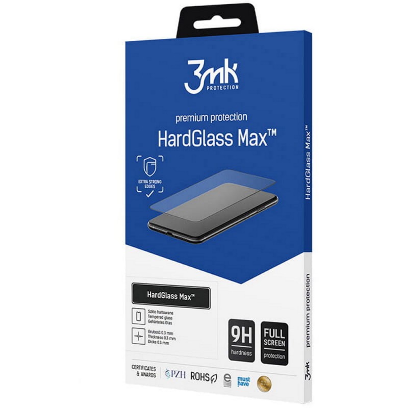 Стъклен протектор за дисплей 3mk HardGlass Max™ с цяло лепило, За Samsung Galaxy S23 FE (S711B), Черен
