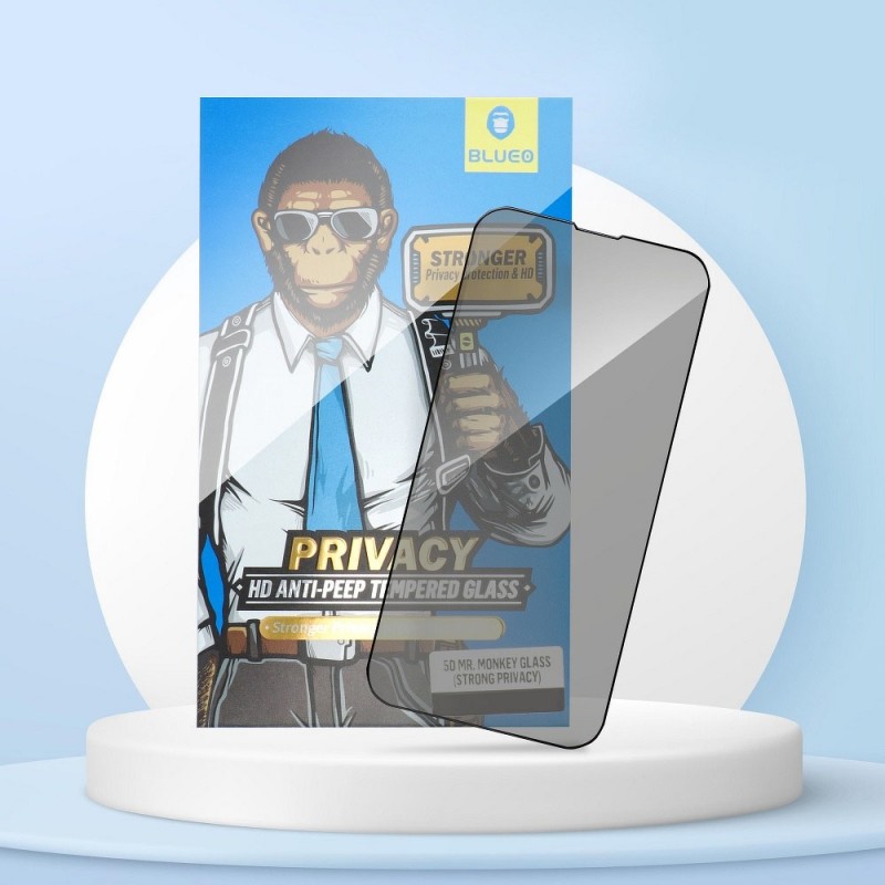 Стъклен протектор за дисплей Blueo 5D Full Strong Privacy с цяло лепило, За iPhone 12/12 Pro (6.1), Черен