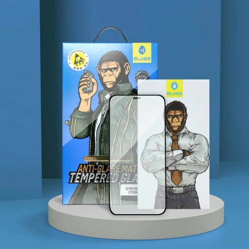 Стъклен протектор за дисплей Blueo 5D Full Strong Privacy с цяло лепило, За iPhone 14 Pro (6.1), Черен