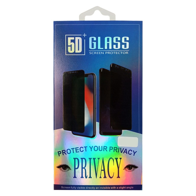 Стъклен протектор за дисплей MBX 5D Full Privacy с цяло лепило, За iPhone 11 (6.1), Черен