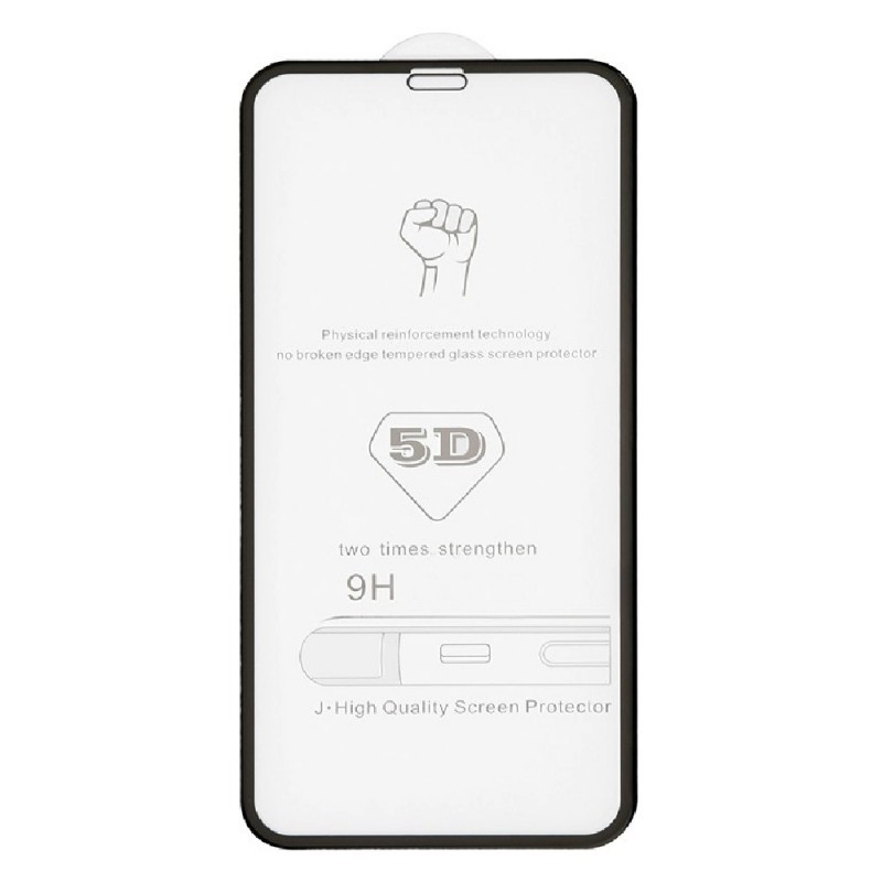 Стъклен протектор за дисплей MBX 5D Slim с цяло лепило, За iPhone 11 Pro (5.8), Черен