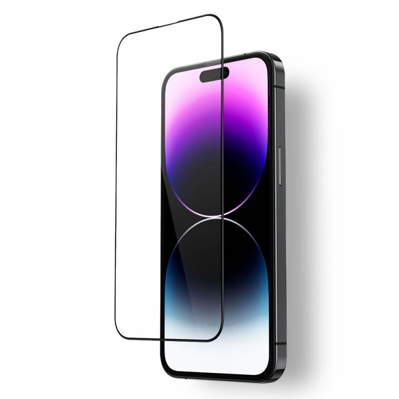 Стъклен протектор за дисплей MBX 9D Paper Box Flat, За iPhone 14 Pro (6.1), Черен