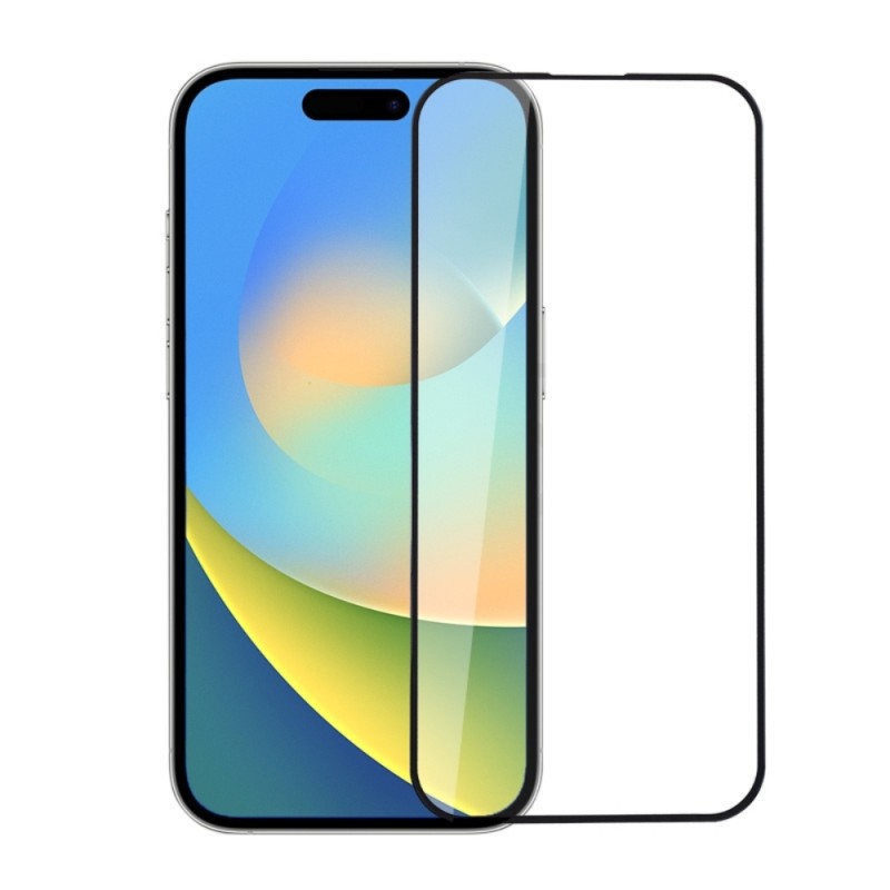 Стъклен протектор за дисплей MBX 9D Paper Box Flat, За iPhone 15 (6.1), Черен