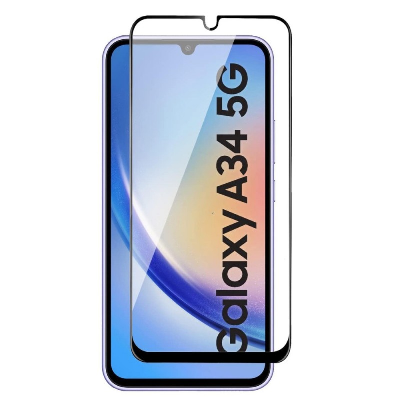 Стъклен протектор за дисплей MBX 9D Paper Box Flat, За Samsung Galaxy A34 5G (A346B), Черен