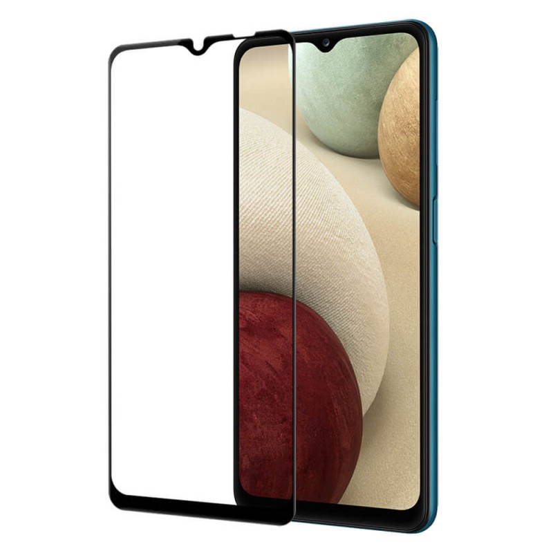 Стъклен протектор за дисплей OG 5D Slim с цяло лепило, За Samsung Galaxy A12/M12 (A125F/M127F), Черен