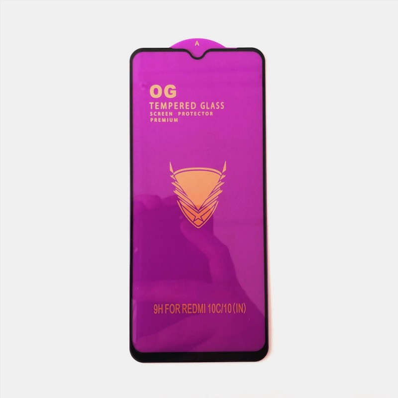 Стъклен протектор за дисплей OG 5D Slim с цяло лепило, За Xiaomi Redmi 10C, Черен