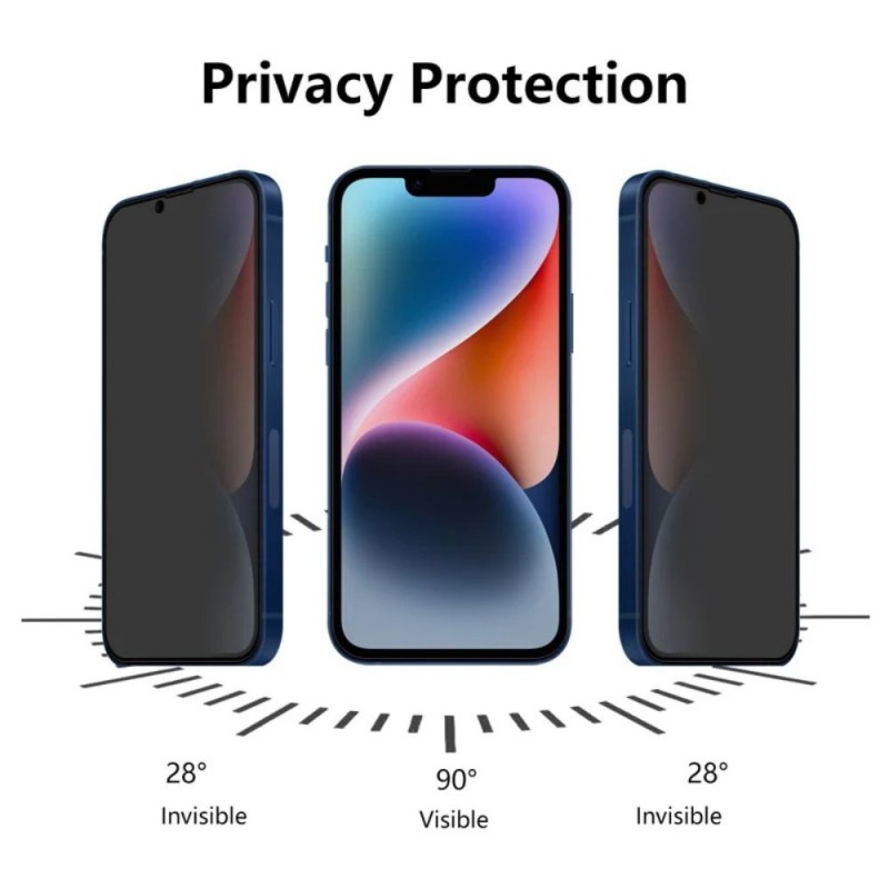 Стъклен протектор за дисплей OG Premium Privacy с цяло лепило, За iPhone 16e, Черен